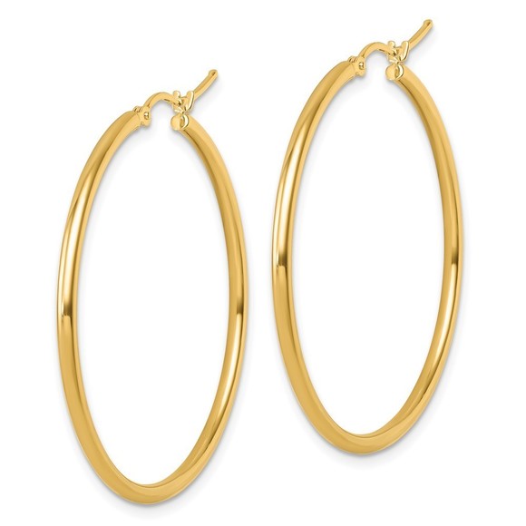 14K 2x40mm Polished Hoop Earrings - Picture 4 of 4